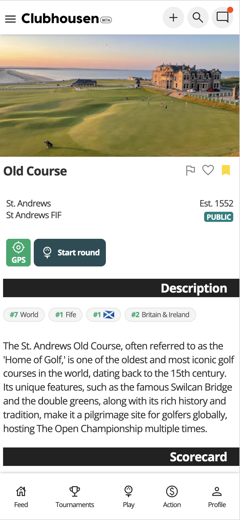 St Andrews Old Course — the Home of Golf, fully supported in Clubhousen