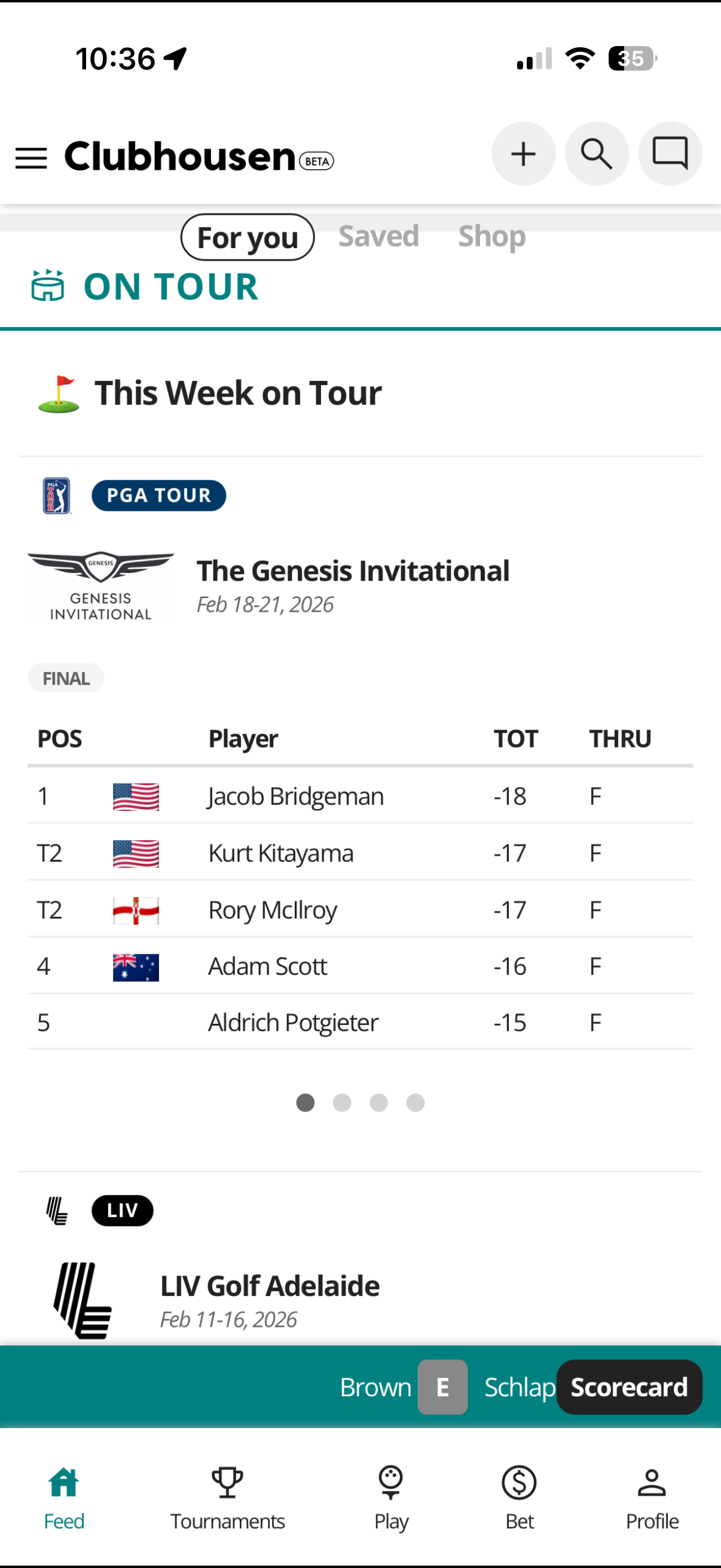 Own a Tour pro and win big